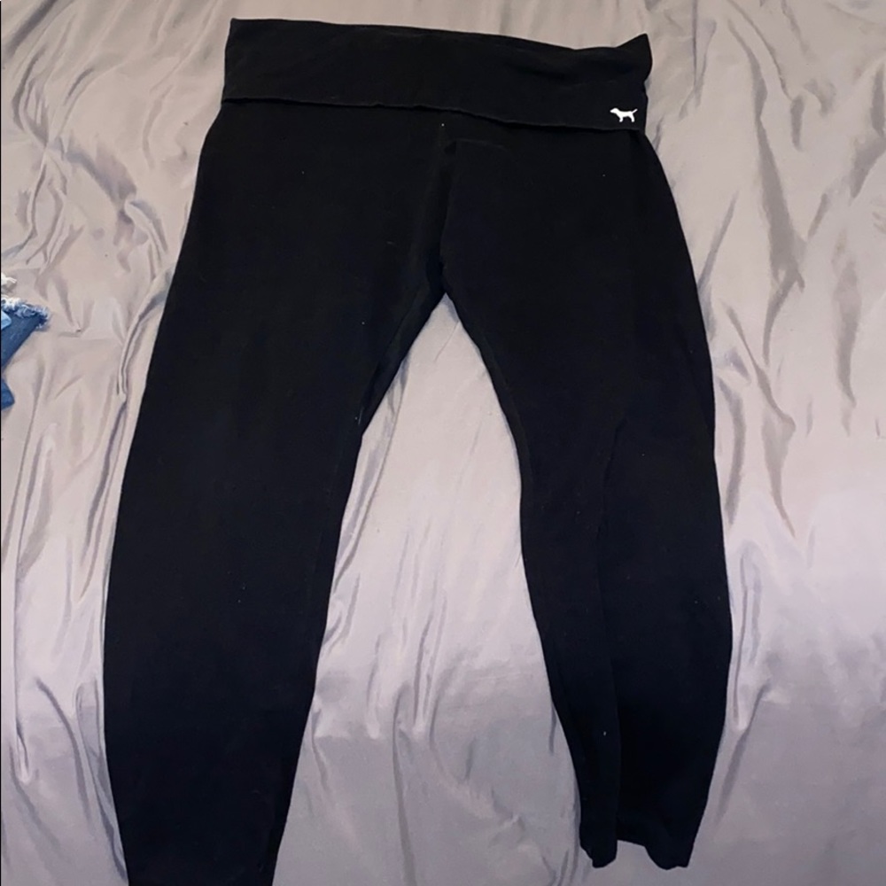 Pink gold over waistband leggings
